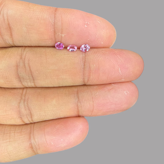 Pink Sapphire Natural Stone Oval Cut 10.96 Carats 4 x 3 mm in Total