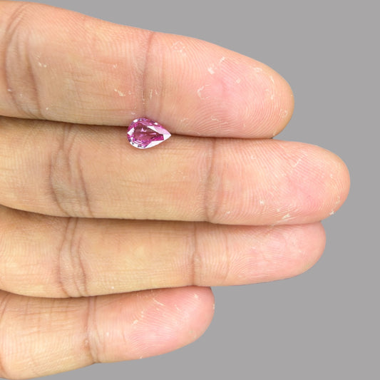 Pear Shape in Pink Sapphire Gemstone 0.79 Carats & 7.5 x 5.2 mm Size