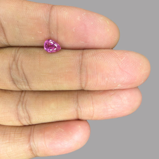 Pear Shape in Pink Sapphire Gemstone 0.87 Carats & 6.4 x 4.9 mm Size