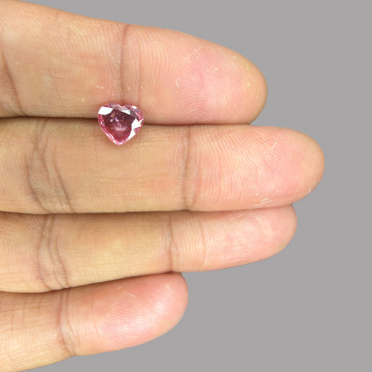 Heart Shape in Pink Sapphire Gemstone 1.35 Carats & 7 x 7.6 mm Size