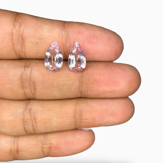 Pink Morgonite Pear Shape Stone Pair for Earrings 4.30 Carats