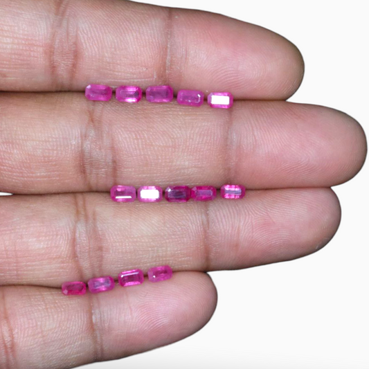 Mozambique Loose Ruby Gemstone In Emerald Cut Shape 8.46 Carats 5x3mm Size