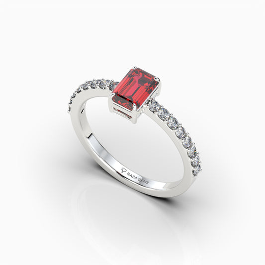 Natural Ruby Ring with Diamonds - Luna