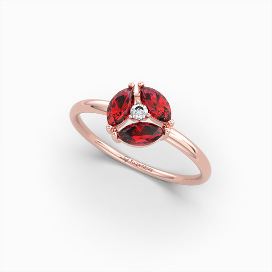 Natural Ruby and Diamond Ring in Gold - Barbara