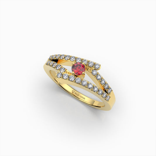 Natural Ruby and Diamond Ring in Gold - Saanvi