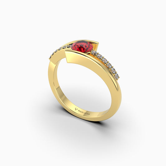Natural Ruby and Diamond Ring in Gold - Elisabeth