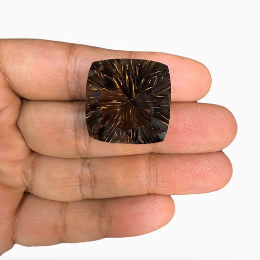 Smoky Topaz Cushion Fancy Cut 60.17 Carats 25 mm