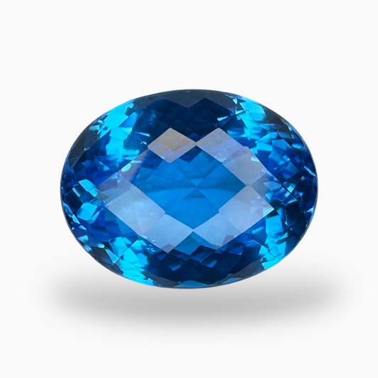 Deep Swiss Blue Topaz Oval Shape 16.82 Carats Stone Size 17X13mm Rose Cut