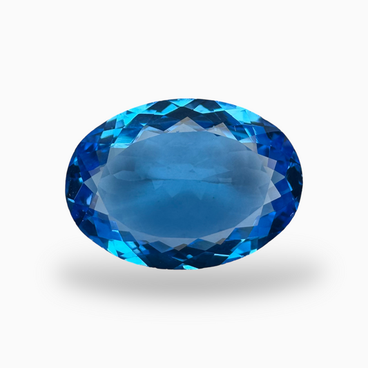 Deep Swiss Blue Topaz Oval Shape 15.87 Carats Stone Size 20X14mm