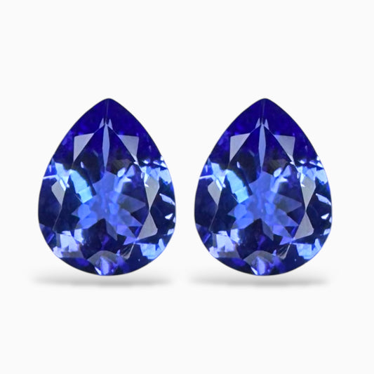 Tanzanite Pear Stone Pair For Jewellery 3.20 Carats 9.1 X 7.1 mm