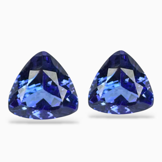 Tanzanite Trilliant Stone Pair For Earrimgs 2.70 Carats 7.1 X 7.1 mm