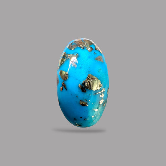Turquoise Stone 10.12 Carats Oval Cabochon With Pyrite Matrix