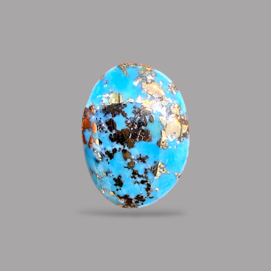 Turquoise Stone 14.71 Carats Oval Cabochon With Pyrite Matrix