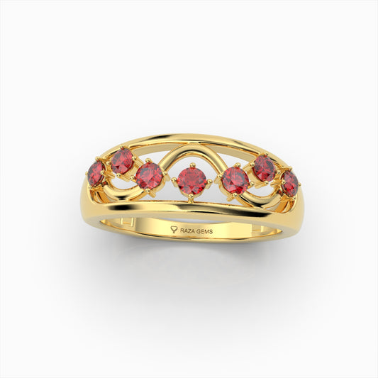 ElianaGrace Curved Ruby Wave Ring in 18K Solid Gold