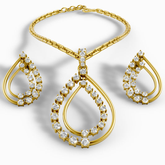 Diamond Pendant & Earrings Set – 18K Gold, 7.50g (Total Diamond Weight: 1.76 ct)