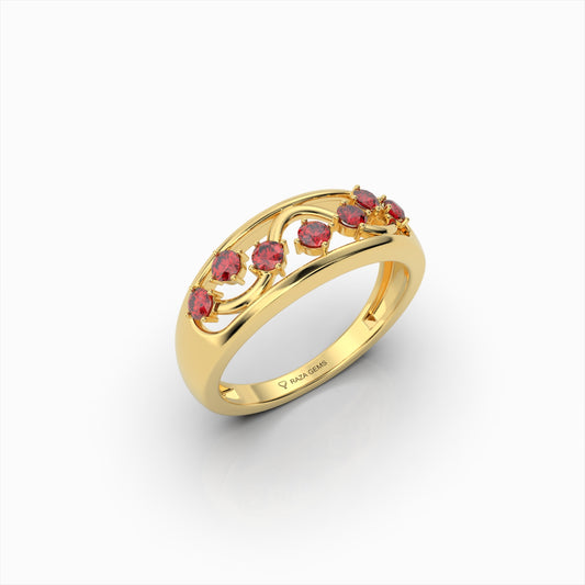 ElianaGrace Curved Ruby Wave Ring in 18K Solid Gold