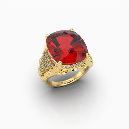 Natural Ruby Cocktail Ring in Gold with Natural Diamonds 10+ Carats Ruby