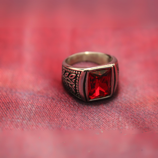 Antique Silver 925 Garnet Rings | Fine Quality Garnet Stone Ring for Men/Women