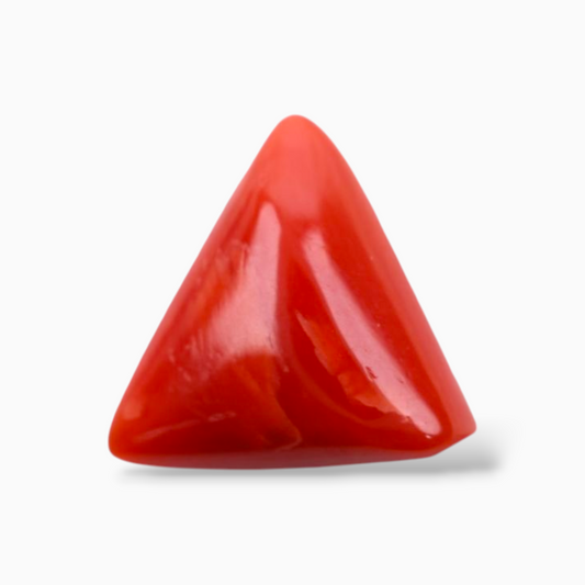 Best Red Coral Stone For Sale 3.69 Carats Triangle Shape Size 11.1mm