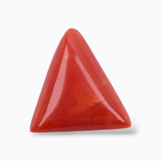 Italian Red Coral For Sale 2.99 Carats Triangle Shape Size 11mm
