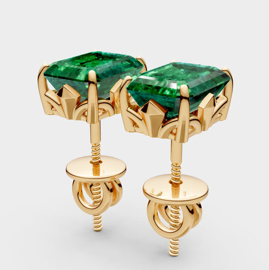 Natural Emerald Earrings in Gold - Karter