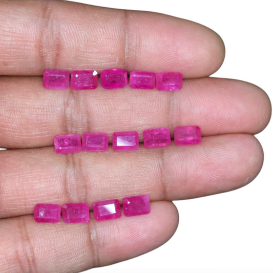 Buy Loose Manik Ruby Gemstone In Octagon Cut Shape Mix Carats 7x5mm Size