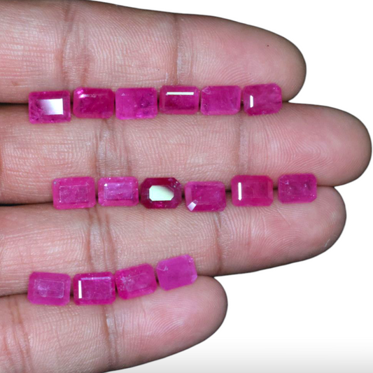 Original Loose Pink Ruby Gemstone In Octagon Cut Shape 8x6mm Size