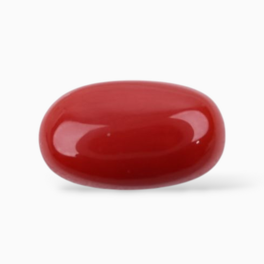 Best Original Red Coral Mooga Stone 2.29 Carats In Oval Cabochon Shape 10x5.8mm Size