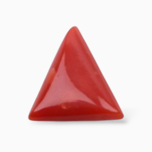 Coral Stone For Sale 3.84 Carats Triangle Shape Size 12.7mm