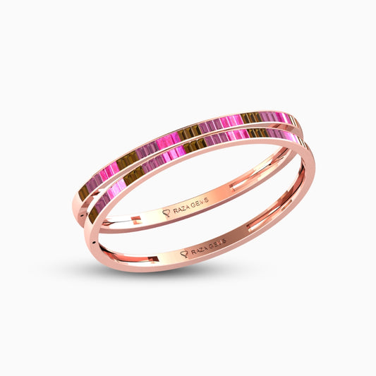 Rubellite Tourmaline Bangles - Nyla - Rose Gold