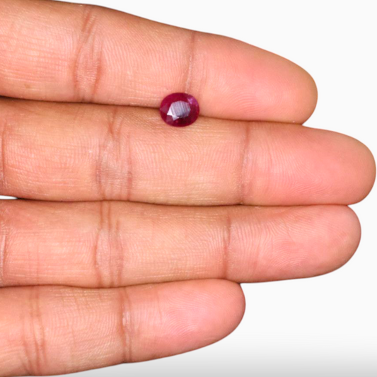 Buy Original Pink Ruby Gemstone In Oval Shape 1.64 Carats 7.8x6.8mm Size