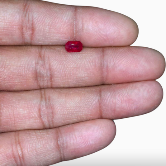 Mozambique Real Ruby Gemstone In Octagon Shape 1.17 Carats 7.2x4.6mm Size