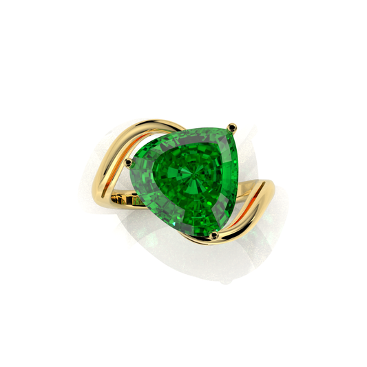 Poppy - 18K Gold Trillion-Cut Natural Peridot Open Wave Ring | Yellow, White & Rose Gold