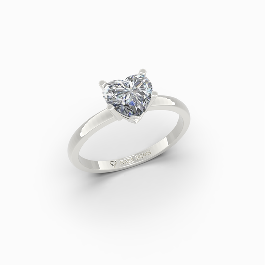 2 Carat Natural Diamond Ring in Heart Shape - Agata