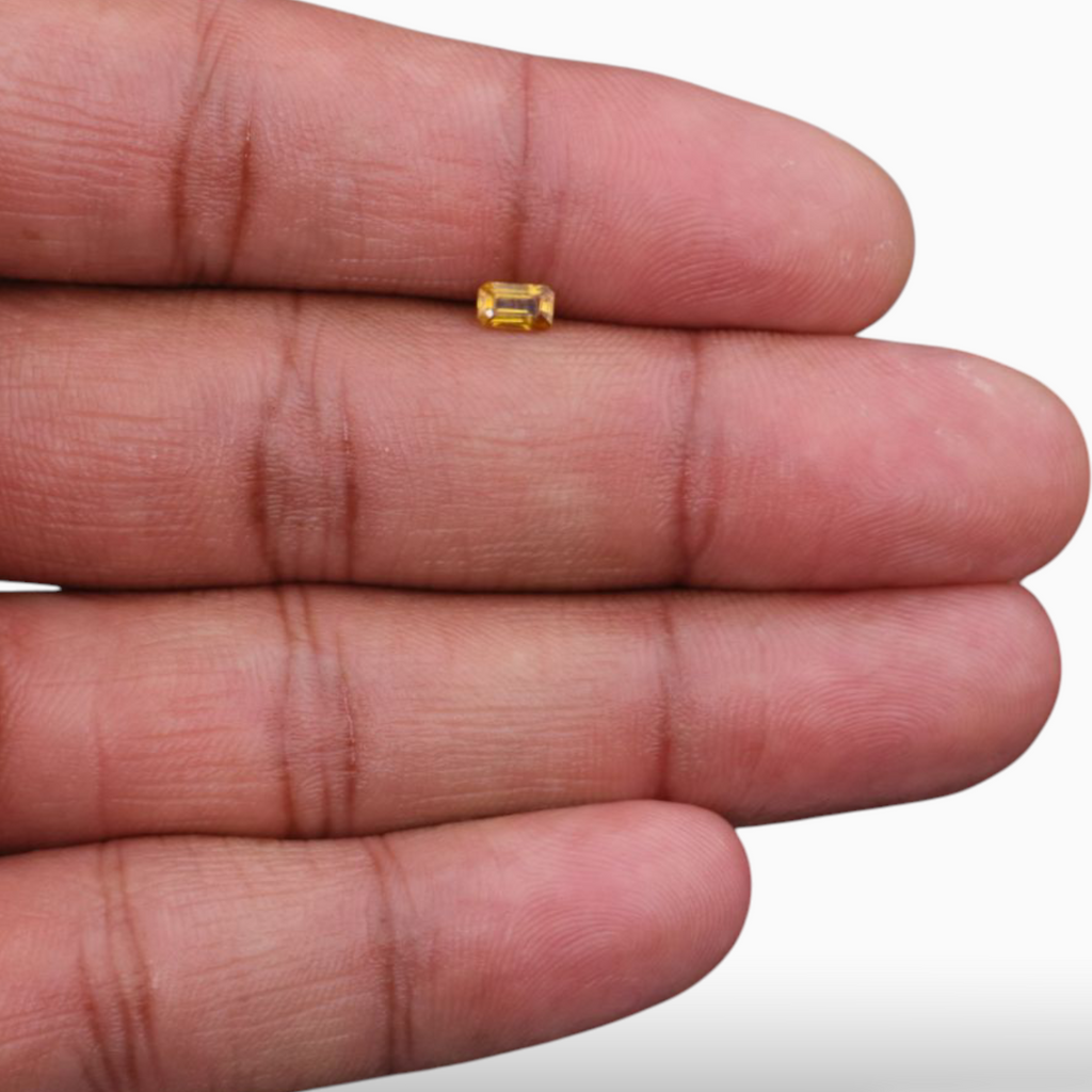 0.37 Carats in Emerald Cut  Shape Yellow Sapphire Gemstone & 5x3mm Size