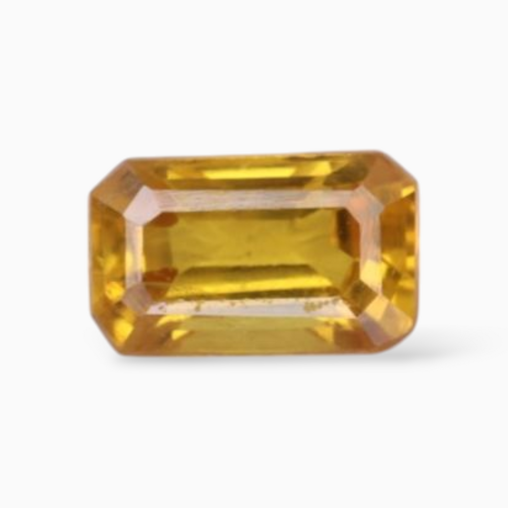 0.37 Carats in Emerald Cut  Shape Yellow Sapphire Gemstone & 5x3mm Size