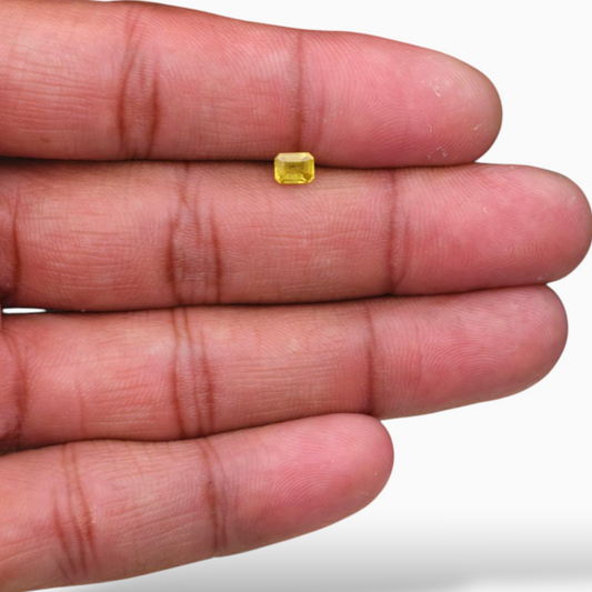 0.52 Carats Yellow Sapphire Stone  Emerald Cut  Shape & 5x4mm Size