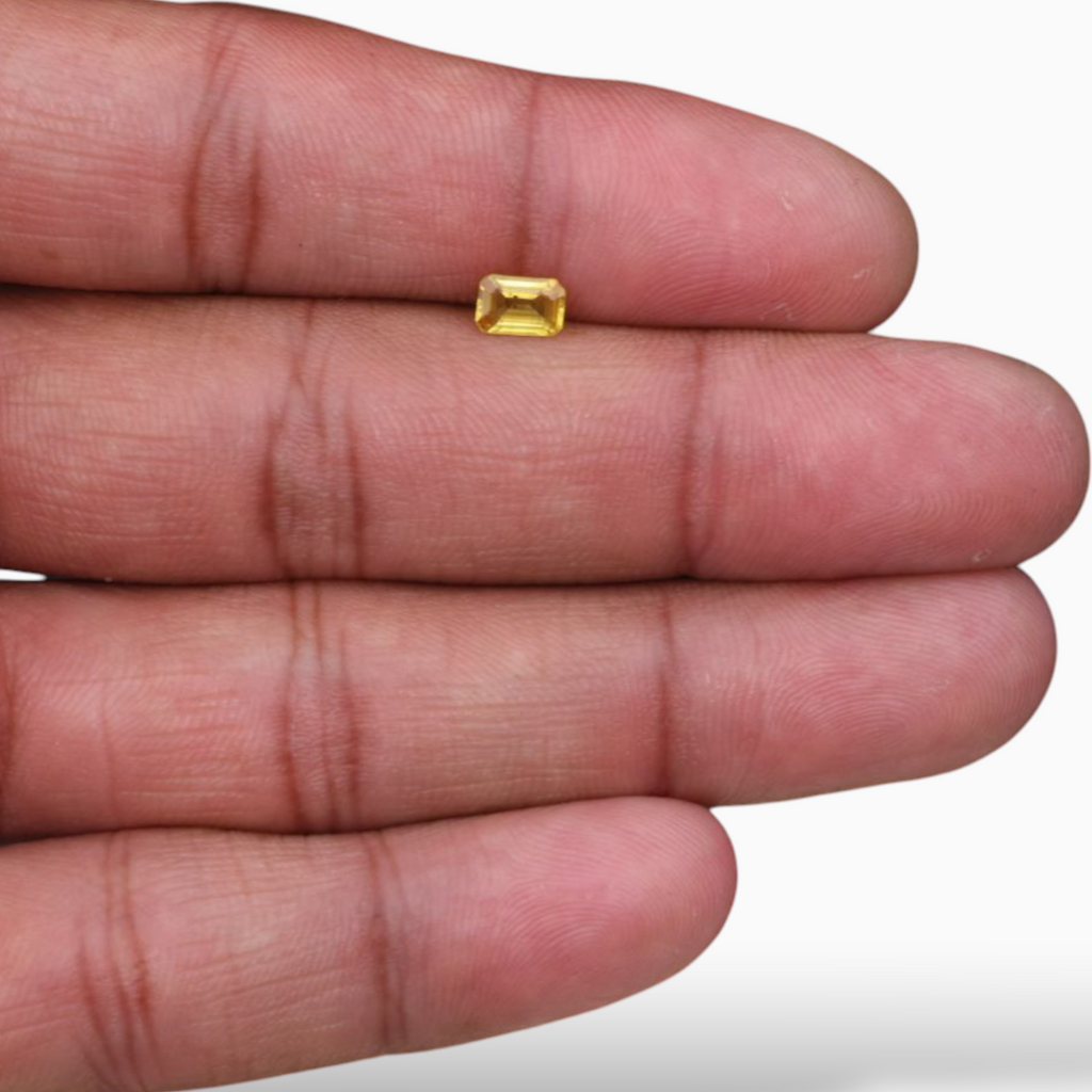 0.57 Carats Yellow Sapphire Stone  Emerald Cut  Shape & 5.8x4mm Size