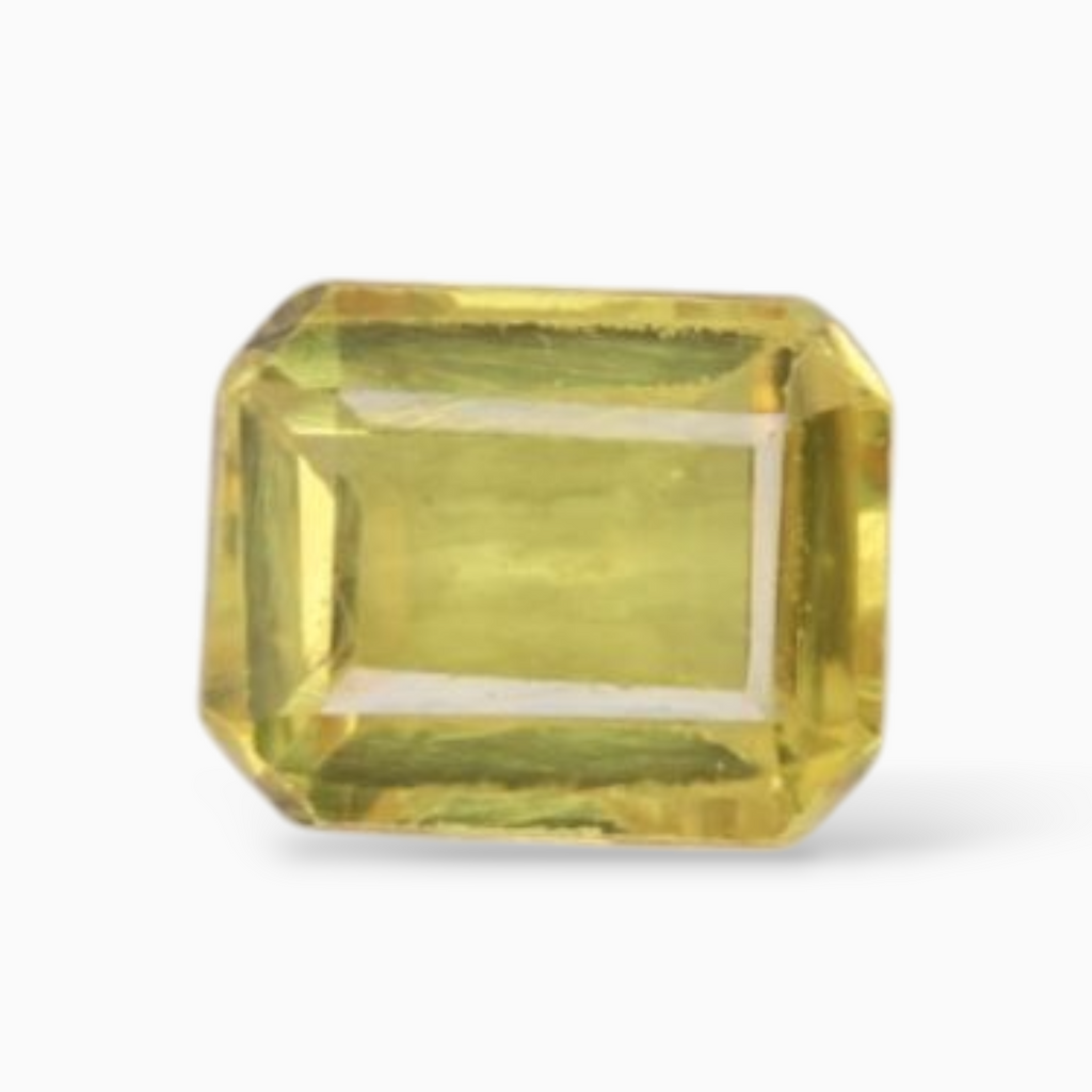 0.63 Carats Yellow Sapphire Stone  Emerald Cut  Shape & 5x4mm Size
