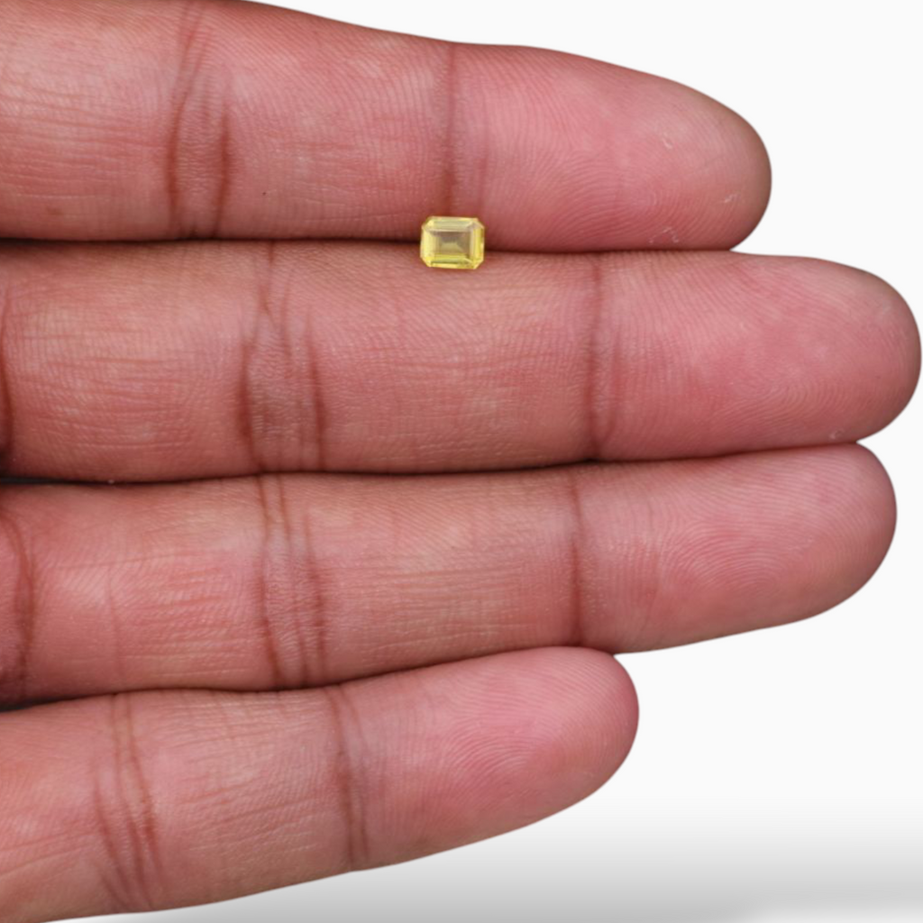 0.63 Carats Yellow Sapphire Stone  Emerald Cut  Shape & 5x4mm Size