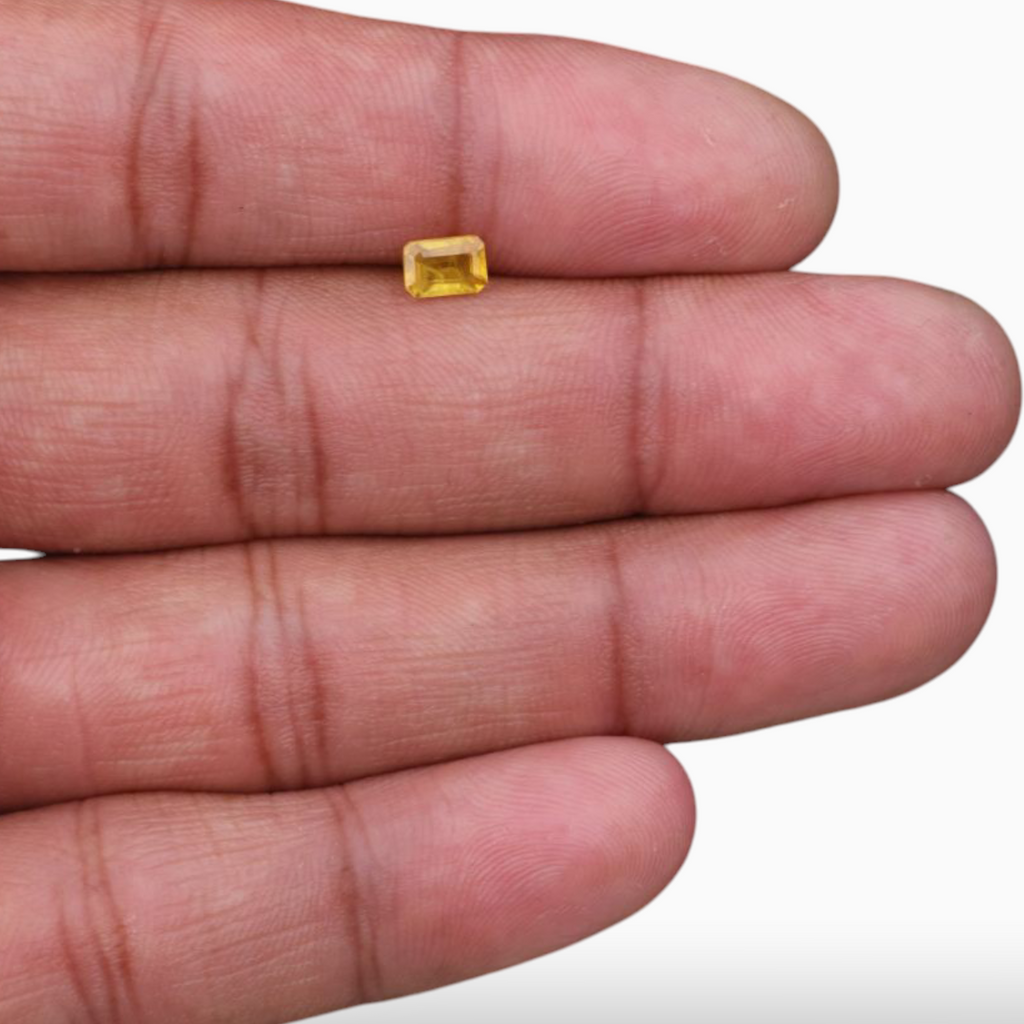 0.65 Carats Yellow Sapphire Stone  Emerald Cut  Shape & 5.7x4mm Size