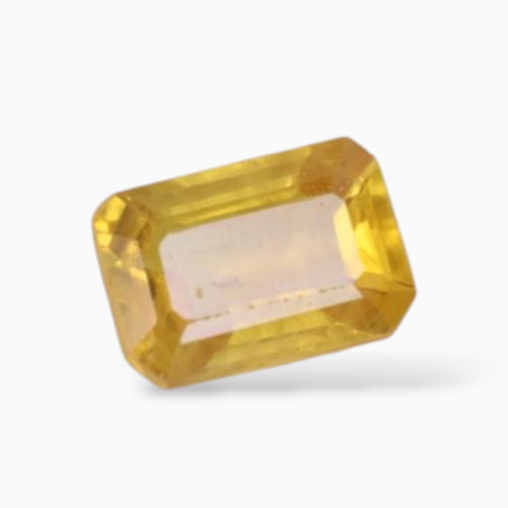 0.65 Carats Yellow Sapphire Stone  Emerald Cut  Shape & 5.7x4mm Size