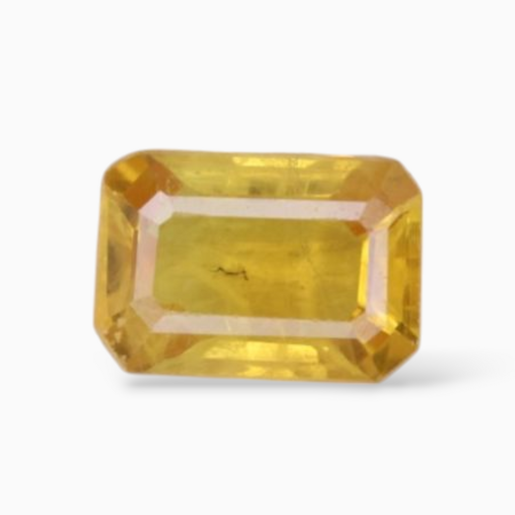 0.65 Carats Yellow Sapphire Stone  Emerald Cut  Shape & 5.7x4mm Size