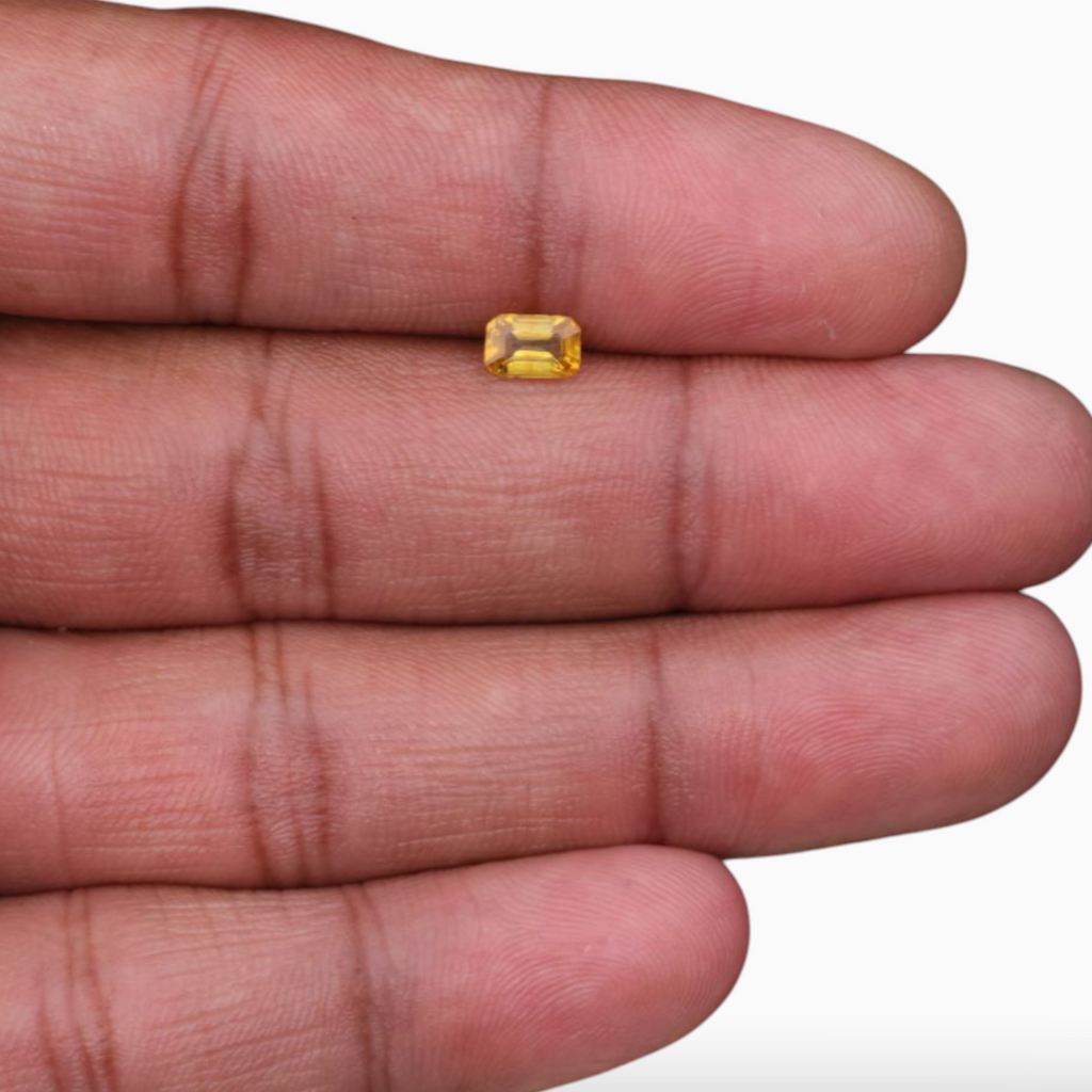 0.67 Carats Yellow Sapphire Stone  Emerald Cut  Shape & 6x4mm Size
