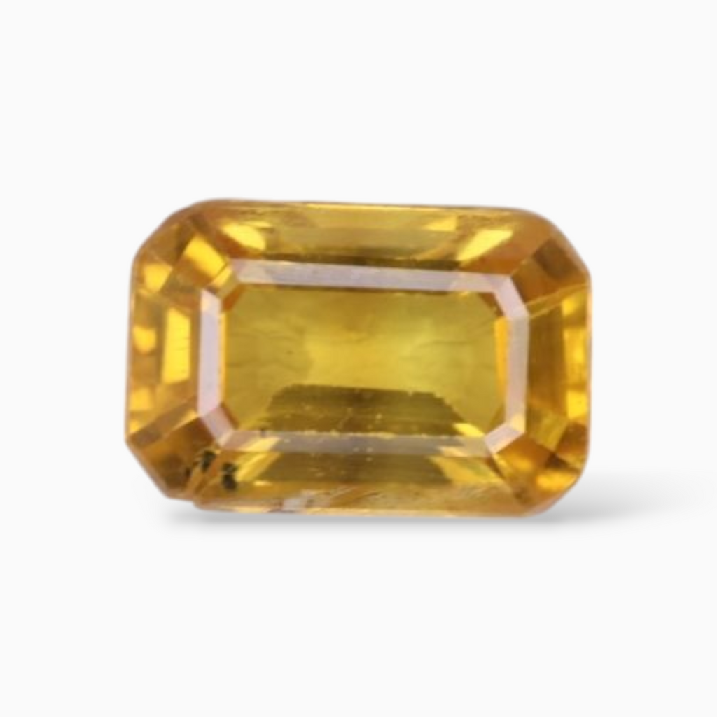 0.67 Carats Yellow Sapphire Stone  Emerald Cut  Shape & 6x4mm Size