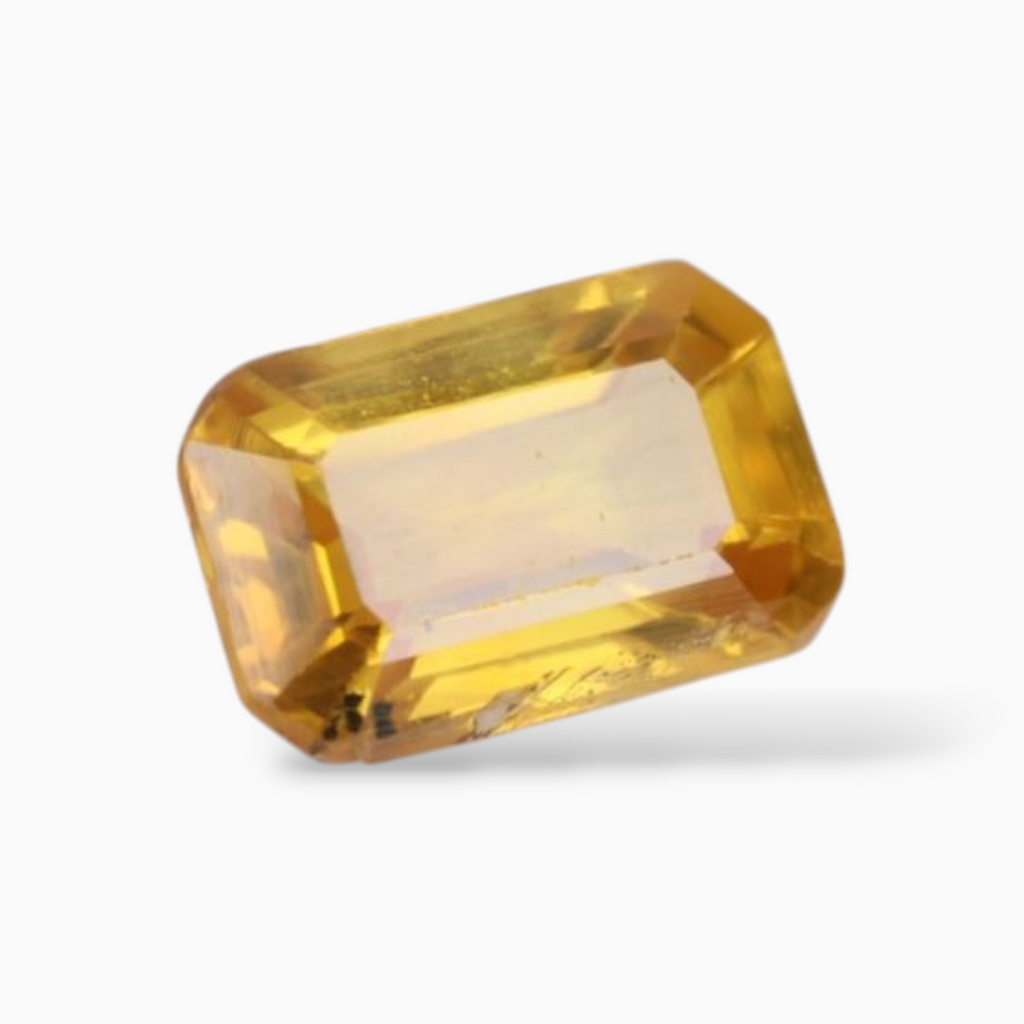 0.67 Carats Yellow Sapphire Stone  Emerald Cut  Shape & 6x4mm Size