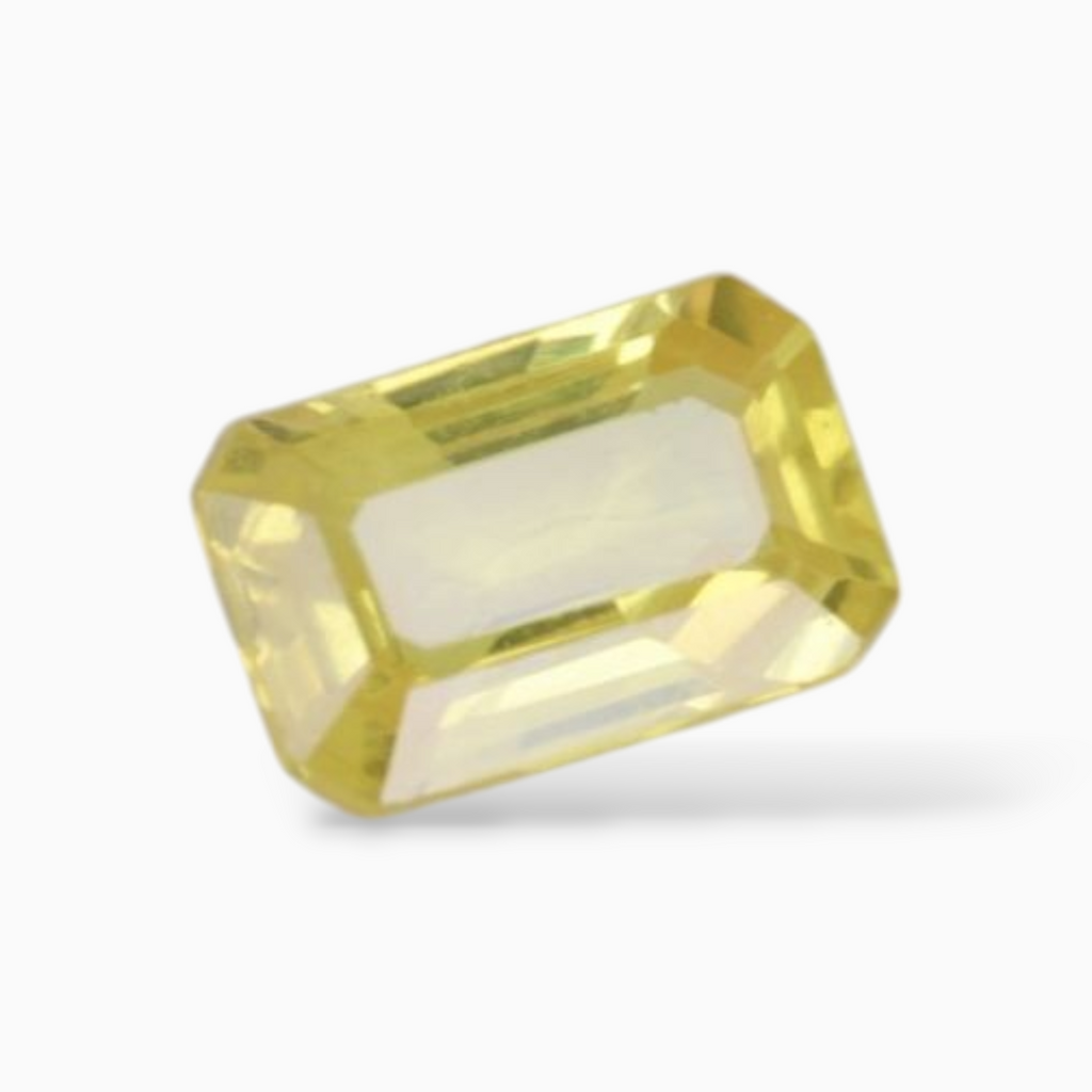 0.68 Carats Yellow Sapphire Stone  Emerald Cut  Shape & 6x4mm Size