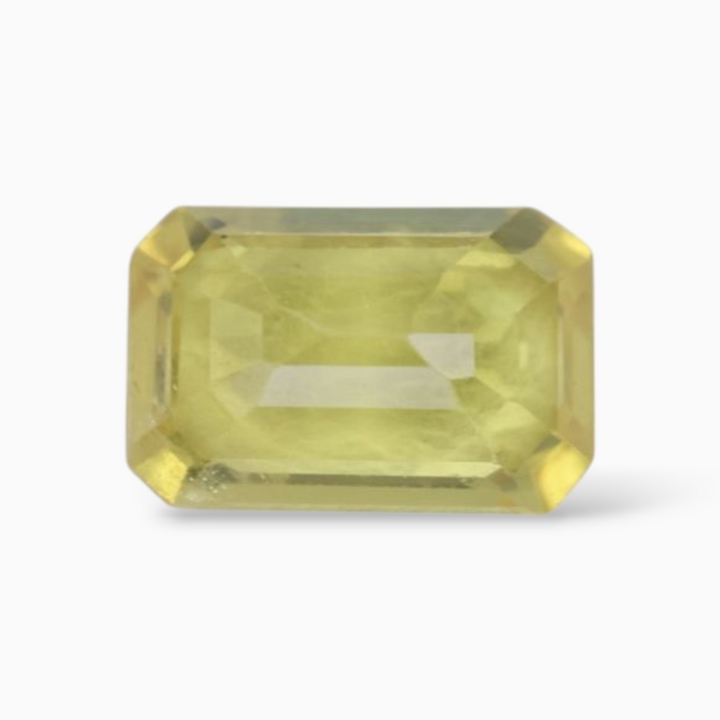 0.68 Carats Yellow Sapphire Stone  Emerald Cut  Shape & 6x4mm Size
