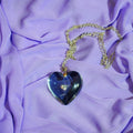 London Blue Topaz Stone 18K White Gold Heart Shape Pendant (PEN0166)