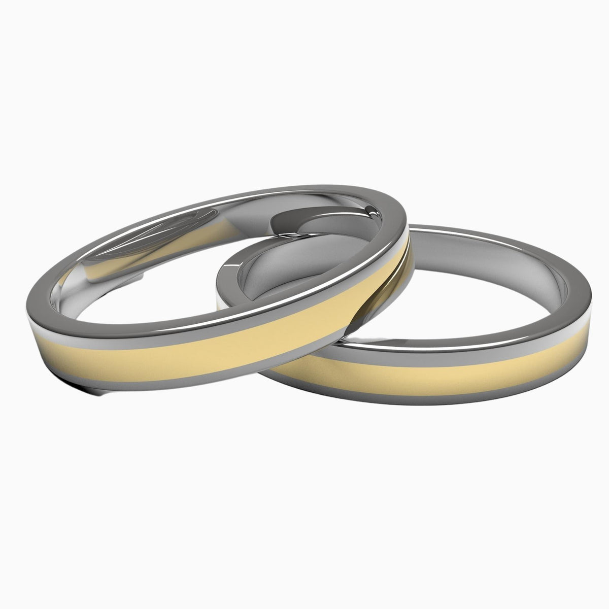 Couple Silver Ring with Enamel Ceramic Round Handcrafted Circled